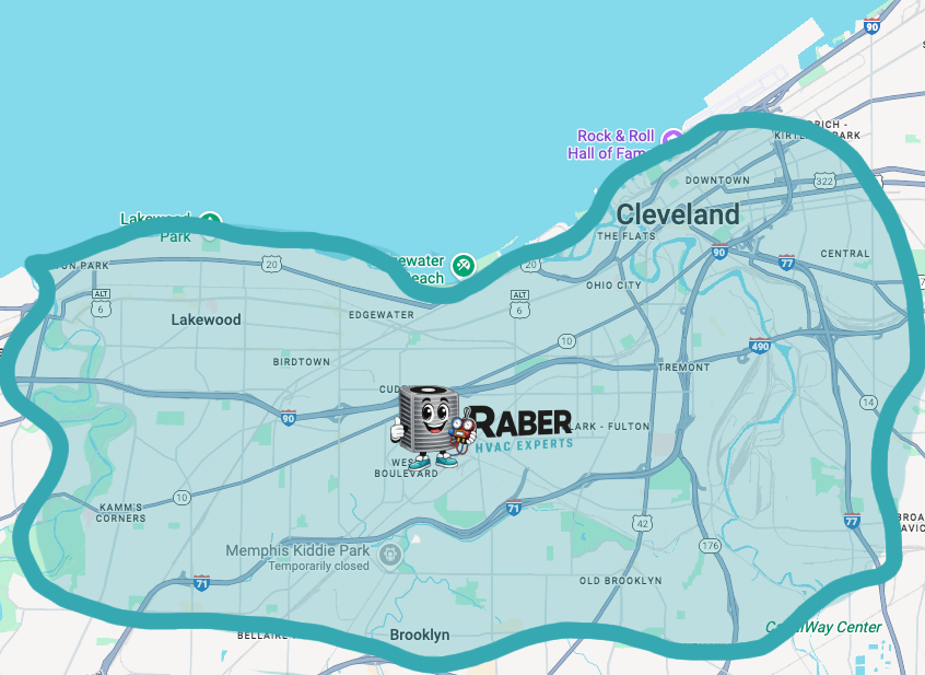 Raber HVAC Service Area Map